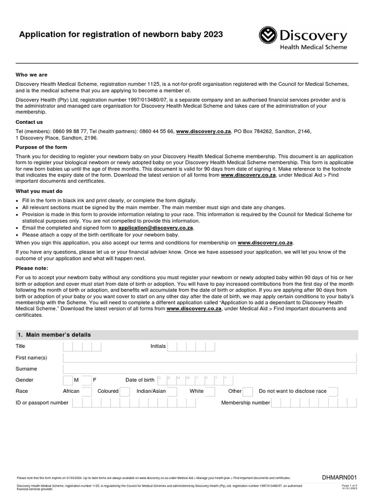 Application For Registration of Newborn Baby | PDF