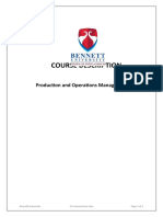 Course Description: Production and Operations Management