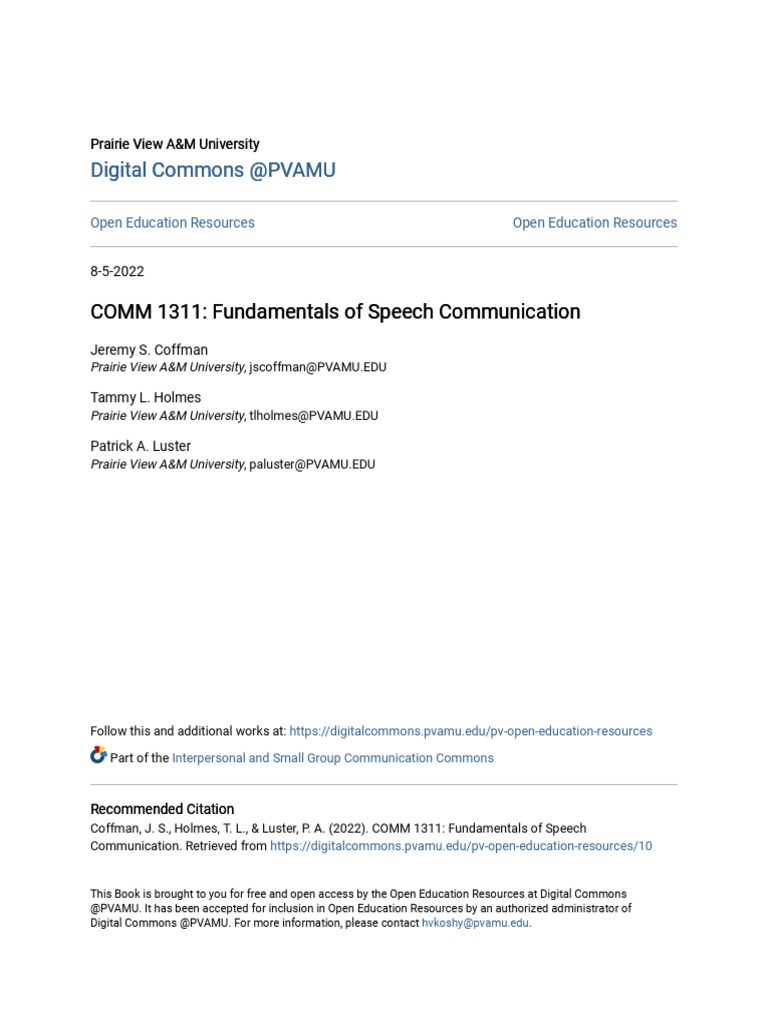 Comm 1311 fundamentals of speech communication pdf