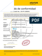 Certificado de Conformidad: Certificado No.: CN-PV-200041