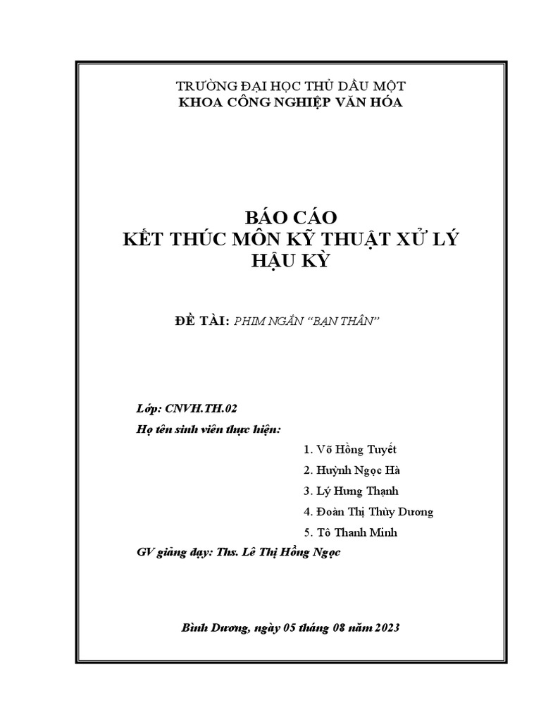 baocao-ketthucmon-2023 xử lý hậu kỳ | PDF
