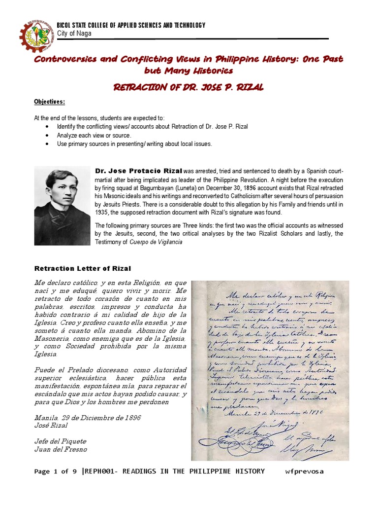 Rizal's Retraction: Controversies Explored | PDF | Religion & Spirituality