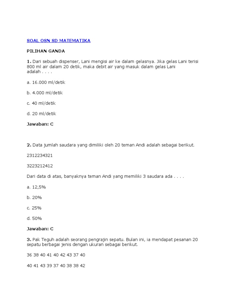 Soal Osn Sd Matematika Pdf