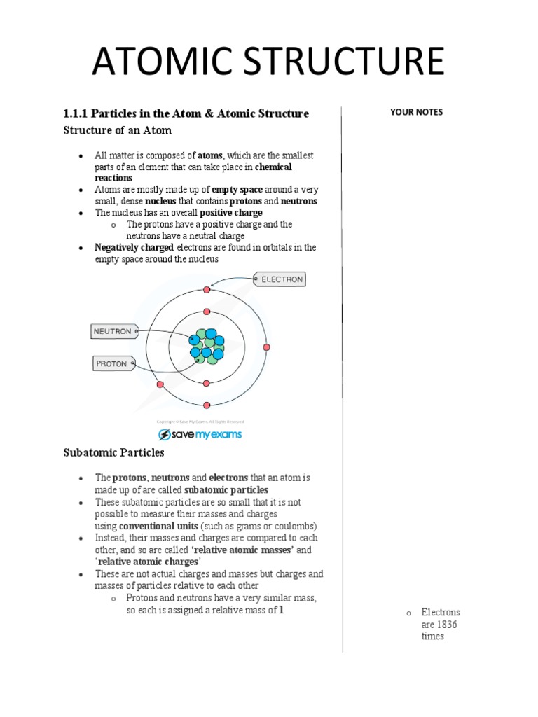 AS atomic structure notes | PDF
