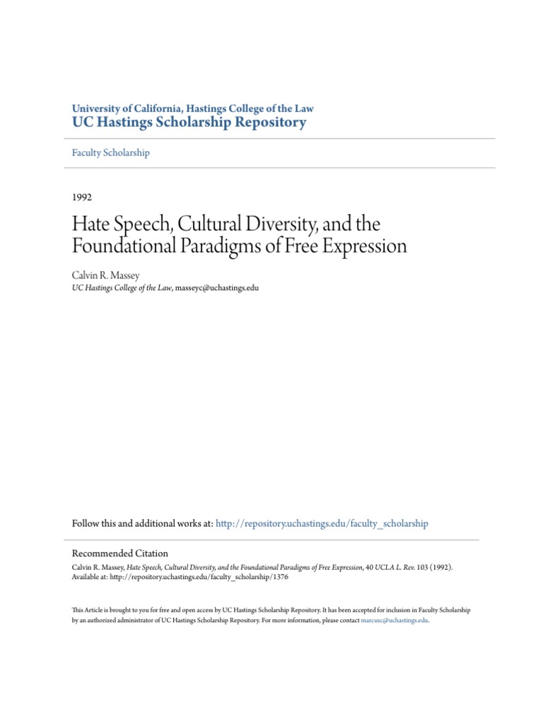 Hate Speech and Free Expression Paradigms | PDF | Freedom Of Speech ...