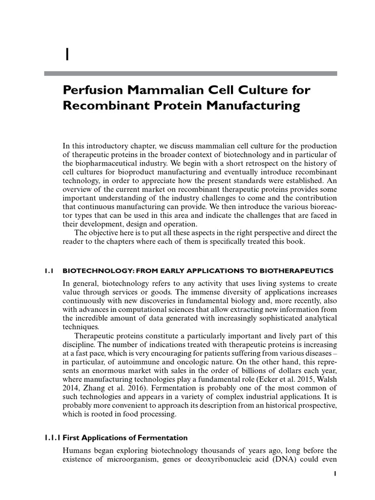 Perfusion Cell Culture Processes PDF Biopharmaceutical Growth Medium