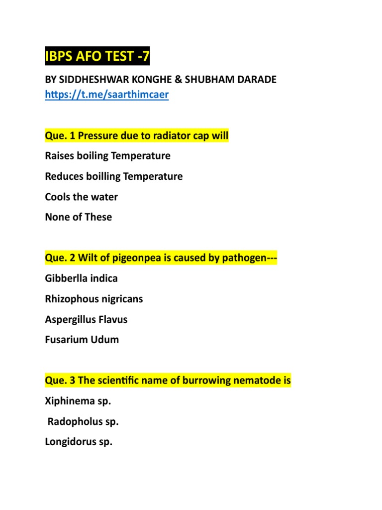 Ibps Afo Test 7 PDF Soil Wheat