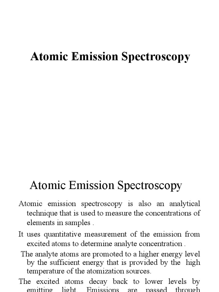 Atomic Emission Spectroscopy Lecture PDF Emission Spectrum Atomic