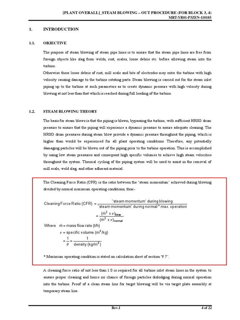 Cleaning Force Ratio PDF Turbine Steam