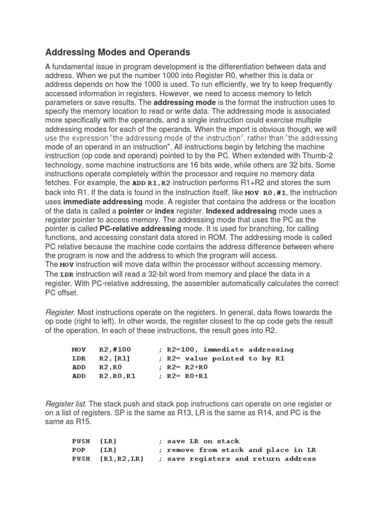 Addressing modes and operands pdf