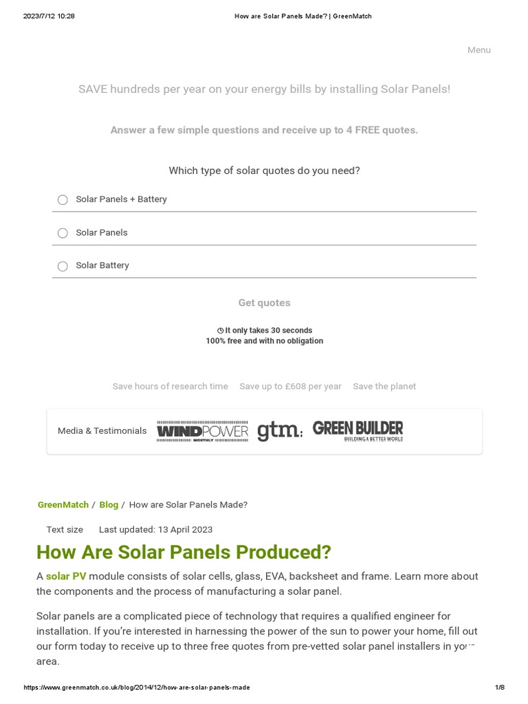 How Are Solar Panels Made GreenMatch Download Free PDF Solar Cell Solar Power