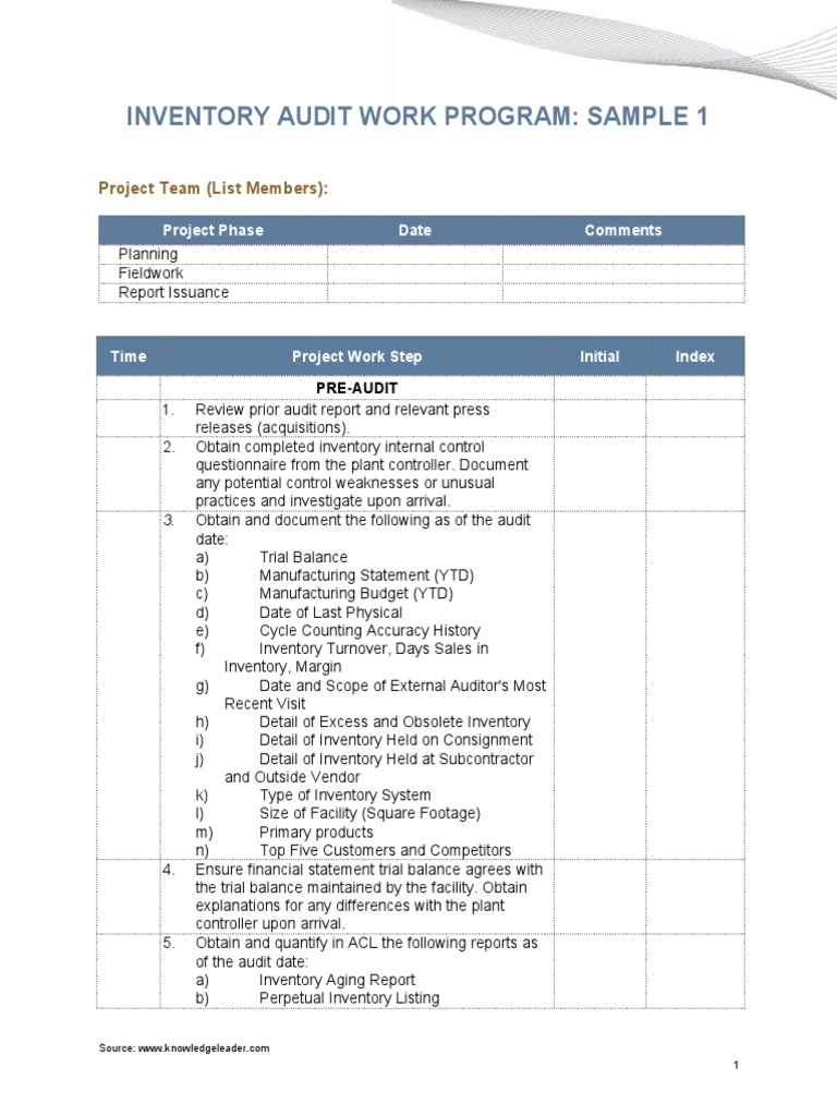 Inventory Audit: Wall-to-Wall Review | PDF