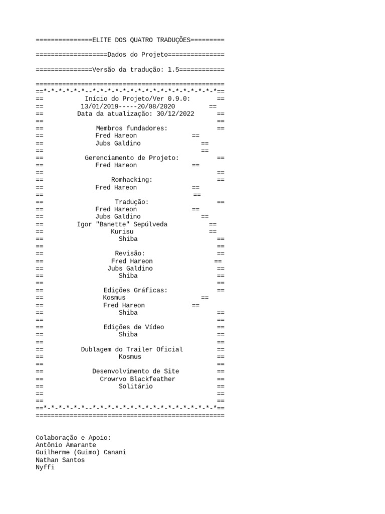 Downloads - Elite dos Quatro Traduções