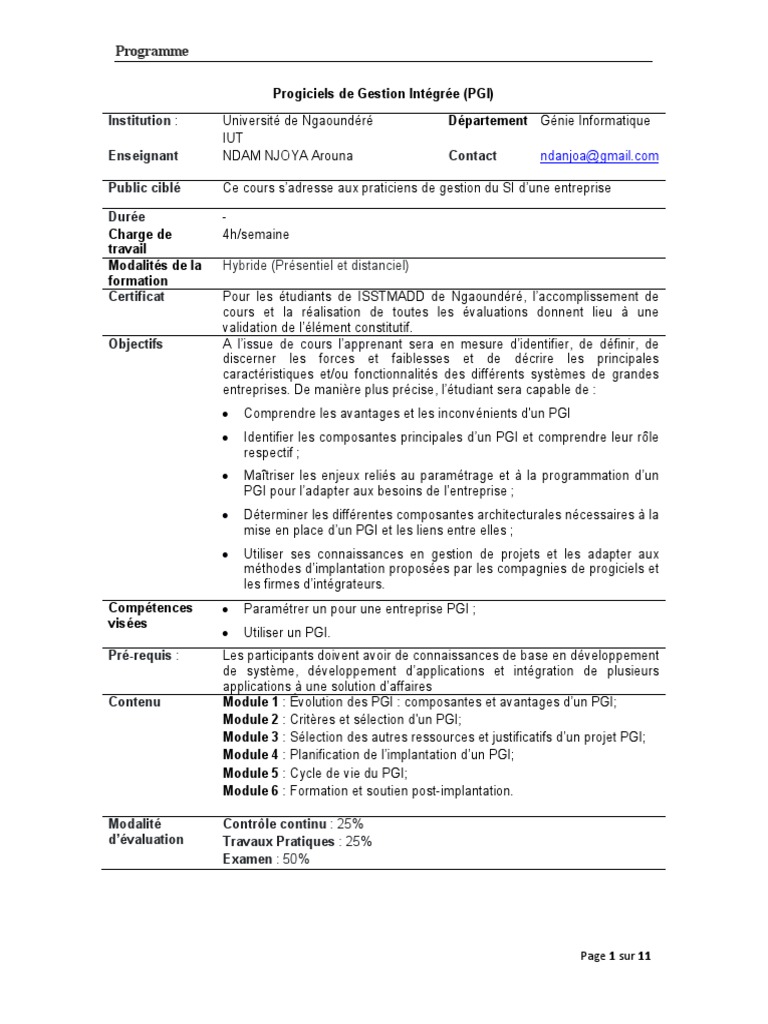 Évolution et Avantages des PGI | PDF | Progiciel de gestion intégré ...