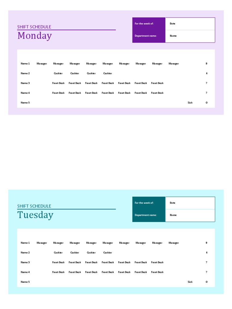 Employee Shift Schedule | PDF