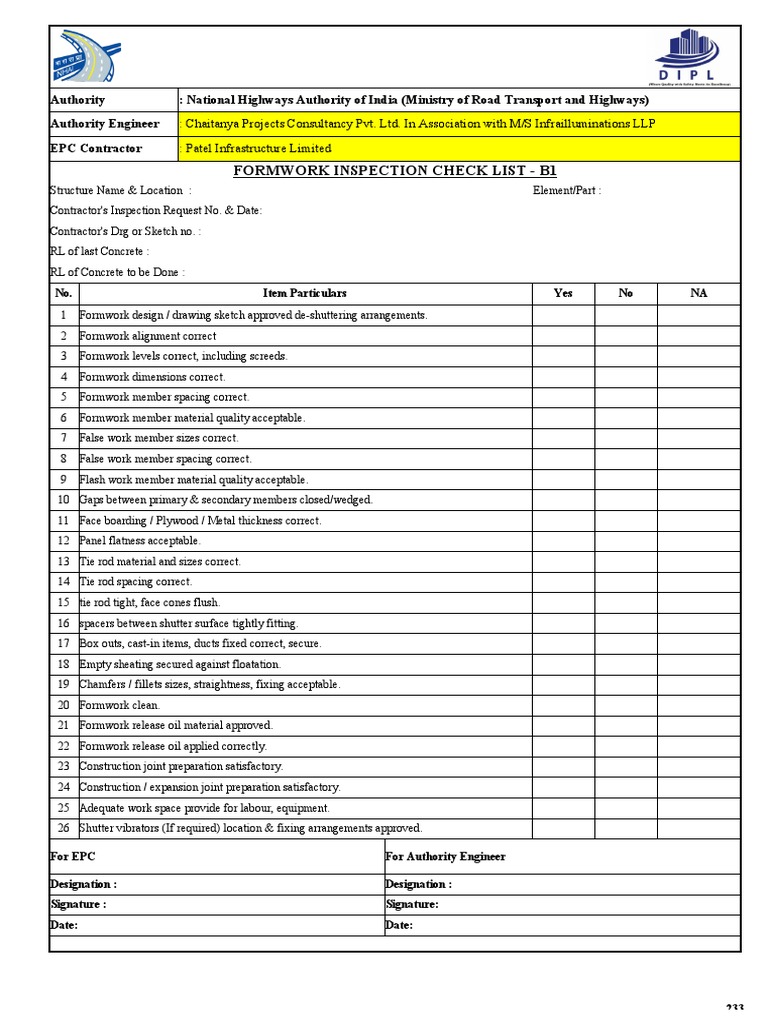 Check List | PDF | Concrete | Civil Engineering