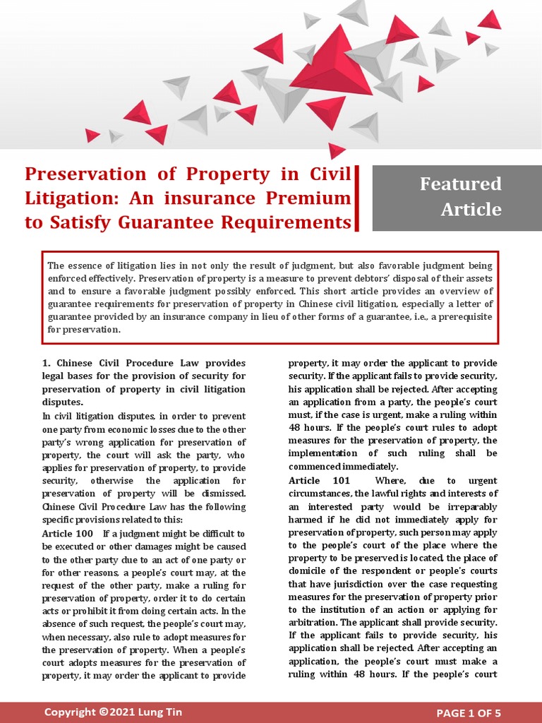 Property Preservation in Chinese Litigation | PDF | Finance & Money ...