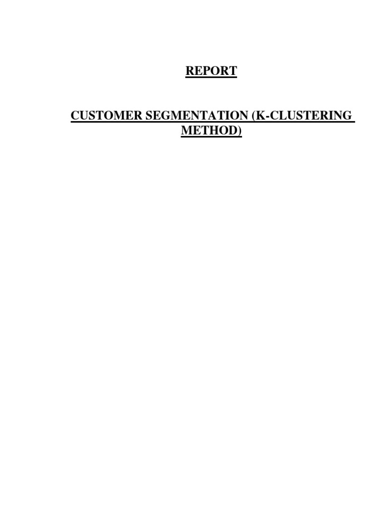 Customer Segmentation Using K-Clustering | PDF | Cluster Analysis ...
