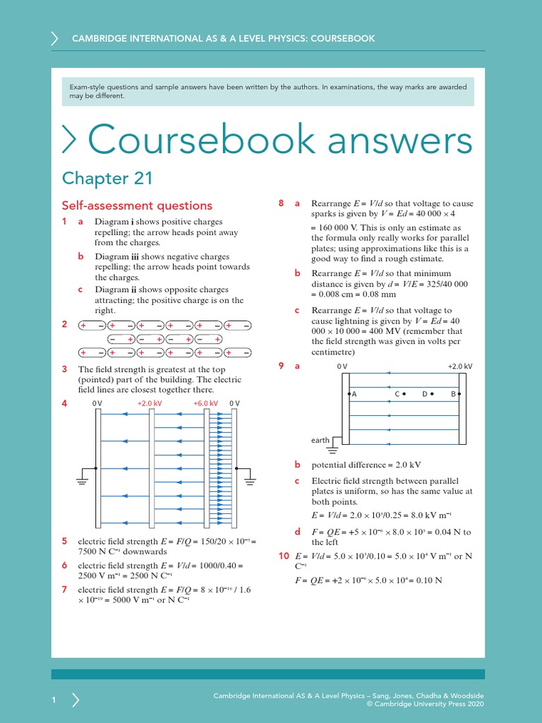 Self Assessment Answers 21 Asal Physics CB | PDF