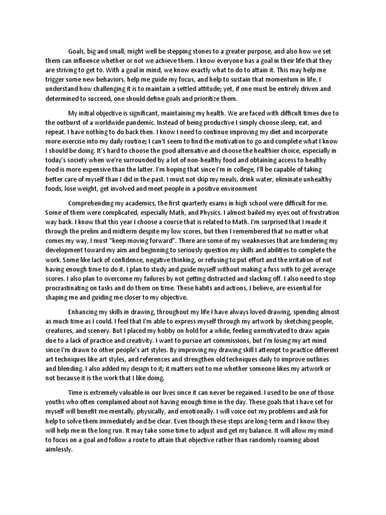 Speech About Goals In Life Pdf