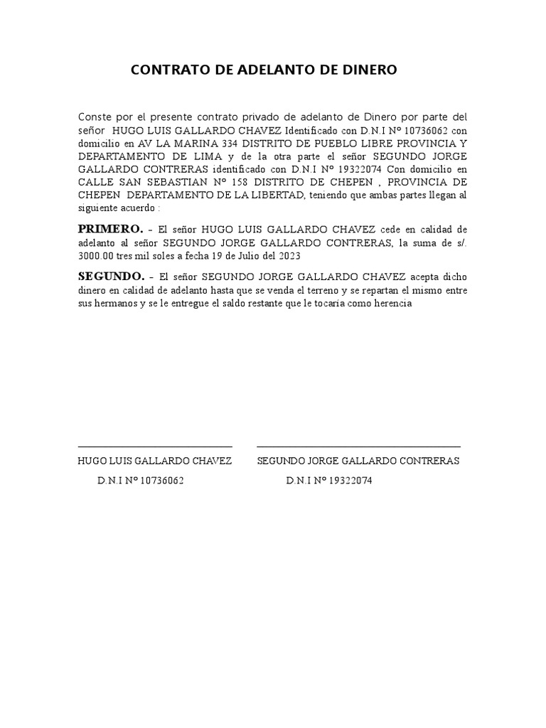 Contrato de Adelanto de Dinero 1 PDF