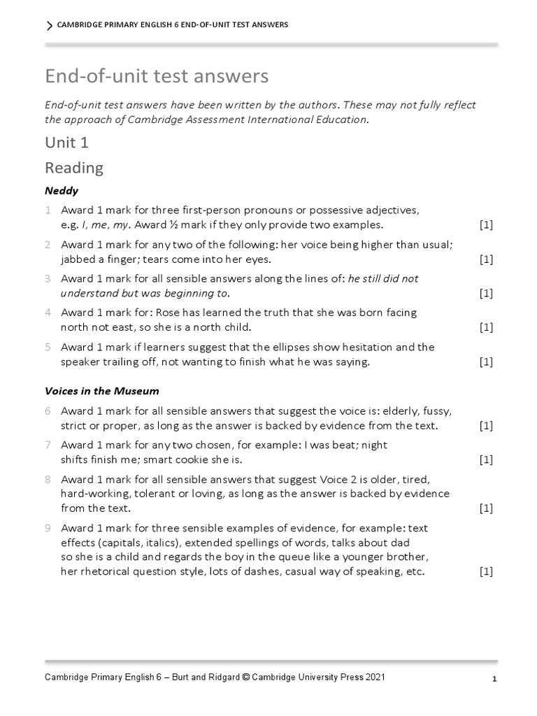 Pri Eng 2ed tr6 End of Unit Test Ans | PDF