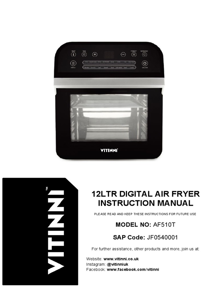 12L Digital Air Fryer Manual PDF Ac Power Plugs And Sockets