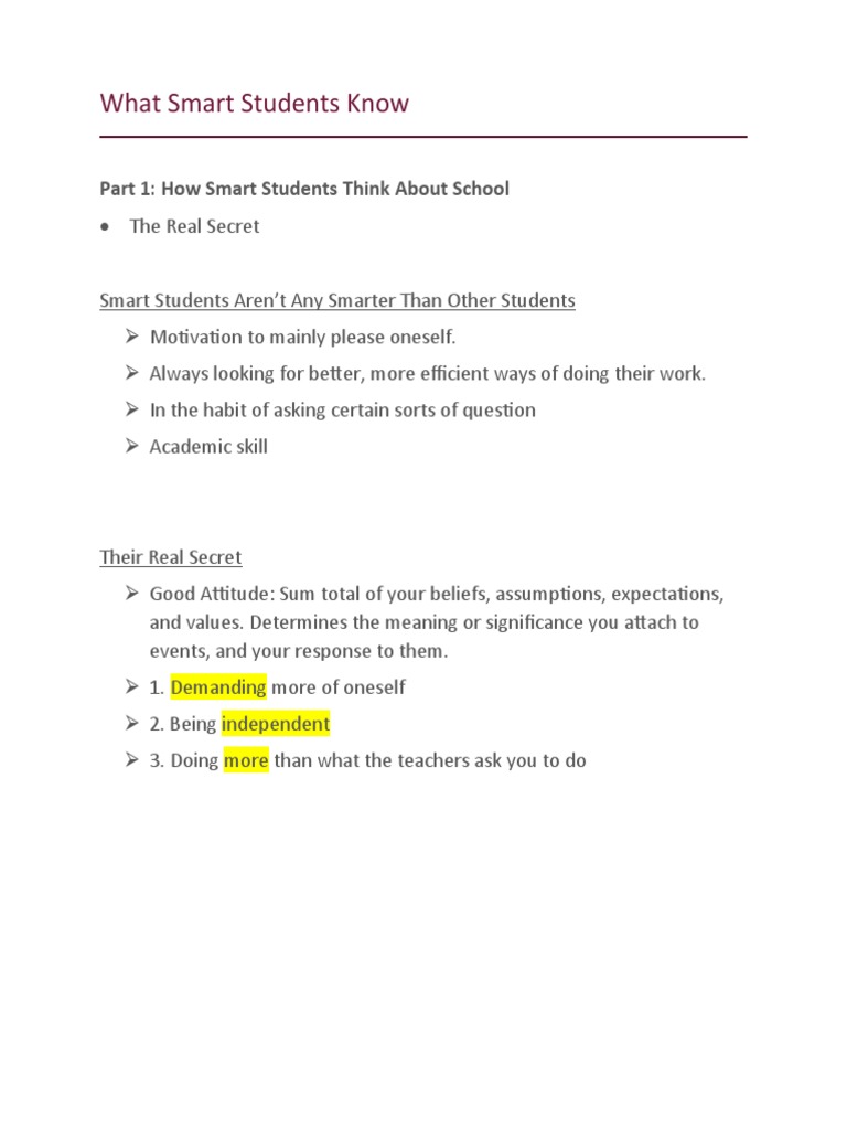 What Smart Students Know | PDF