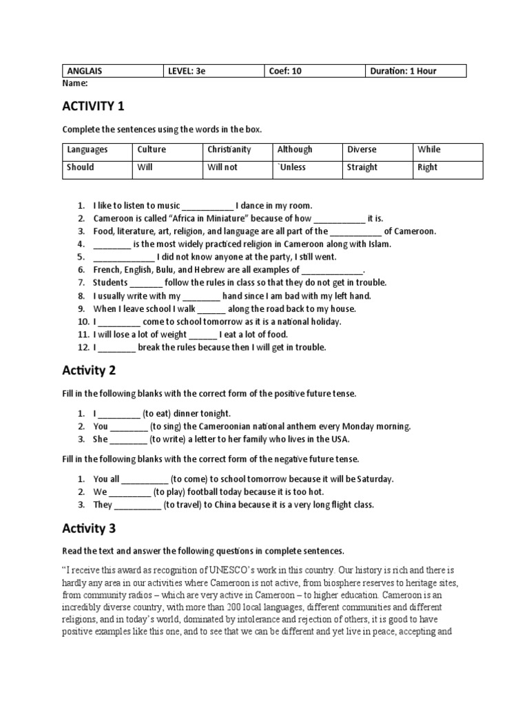 3eme-anglais-exam-1-pdf-linguistics