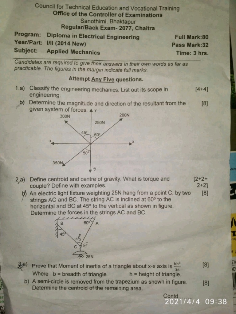 Engineering mechanics questions pdf