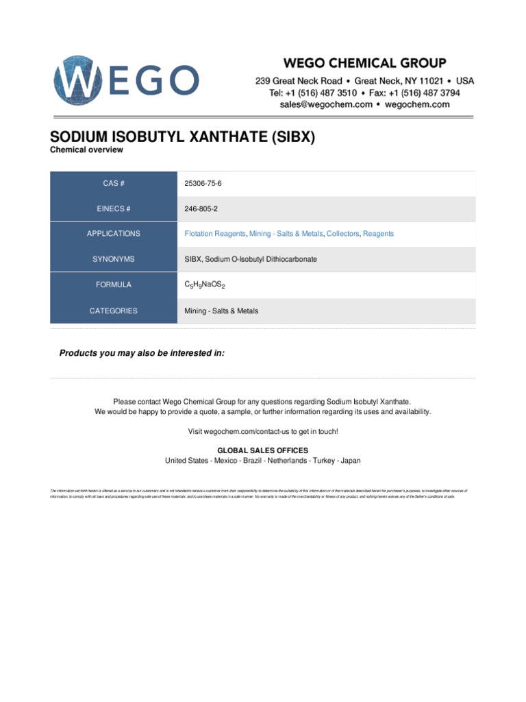 Sodium Isobutyl Xanthate Overview | PDF
