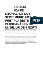 Cât Va Costa Cazarea Pe Litoral, de La 1 Septembrie 2023. Ce Preț Plătește O Persoană Pentru Un Sejur de 5 Nopți