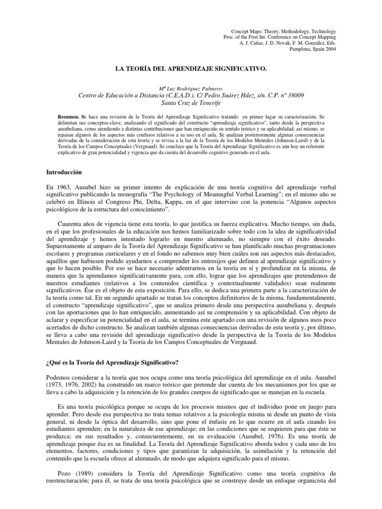 Teoría del Aprendizaje Significativo | PDF | Ciencia y matemáticas