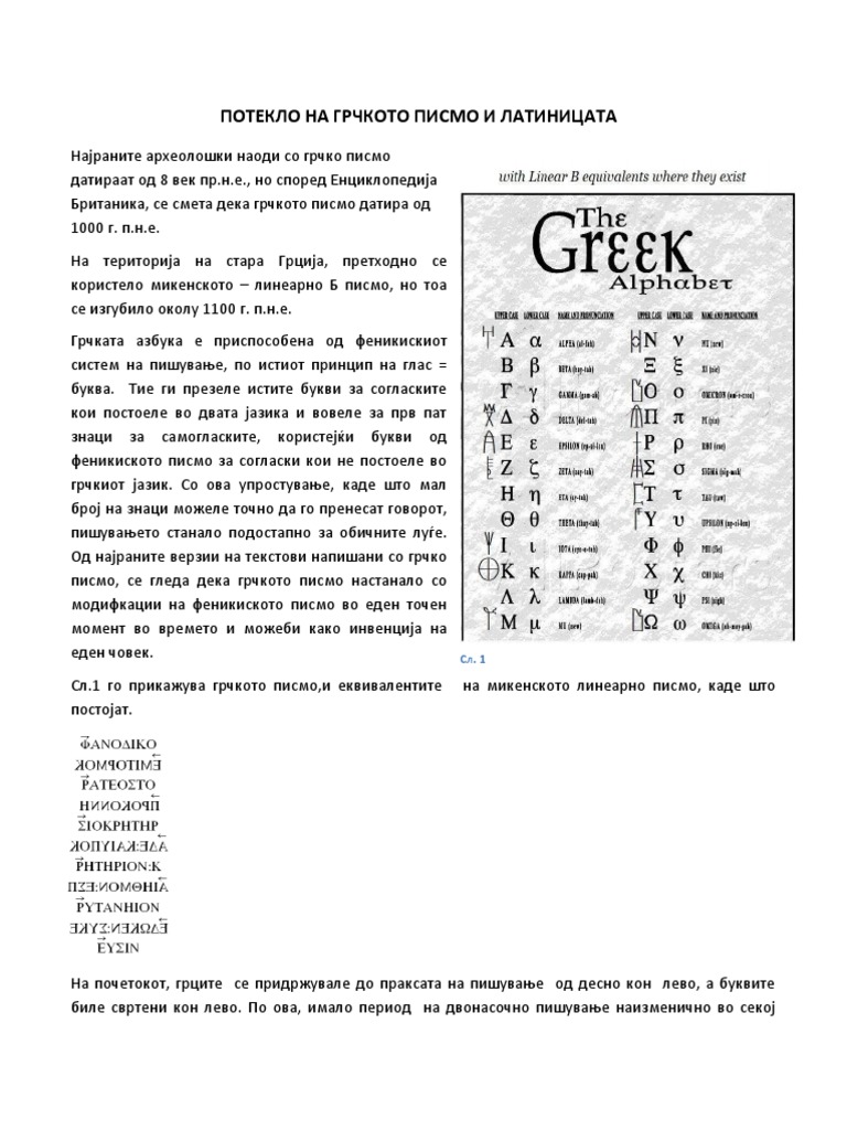 Poteklo Na Grcko Pismo I Latinica | PDF
