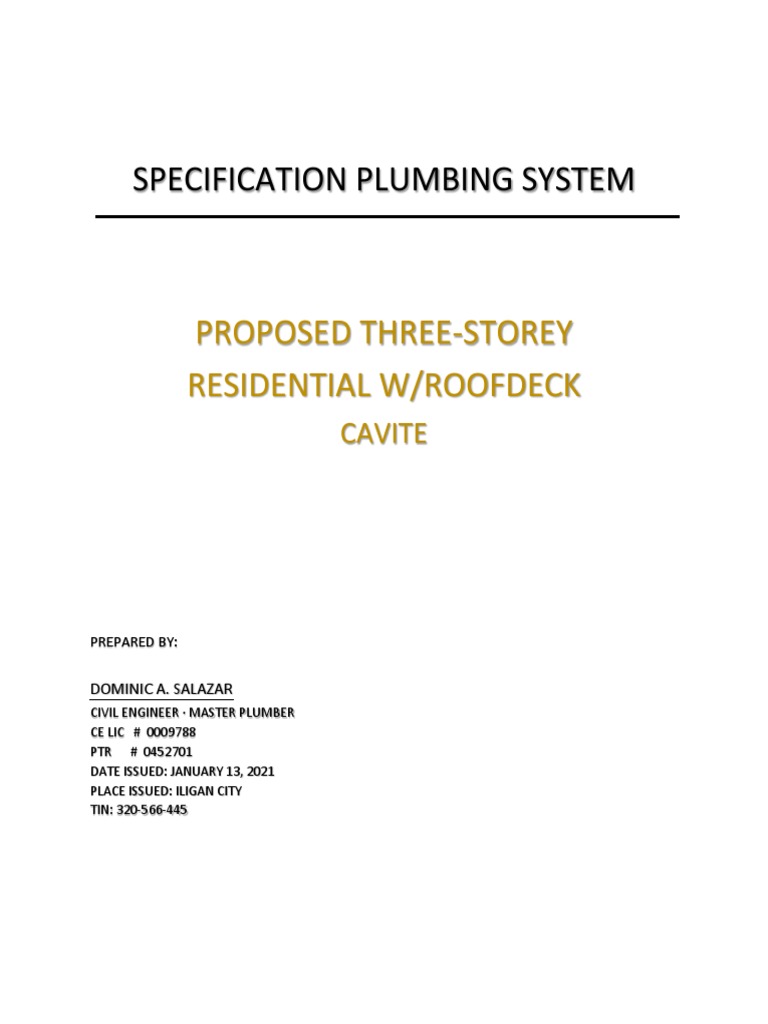 Specification Plumbing System Pdf Plumbing Pump