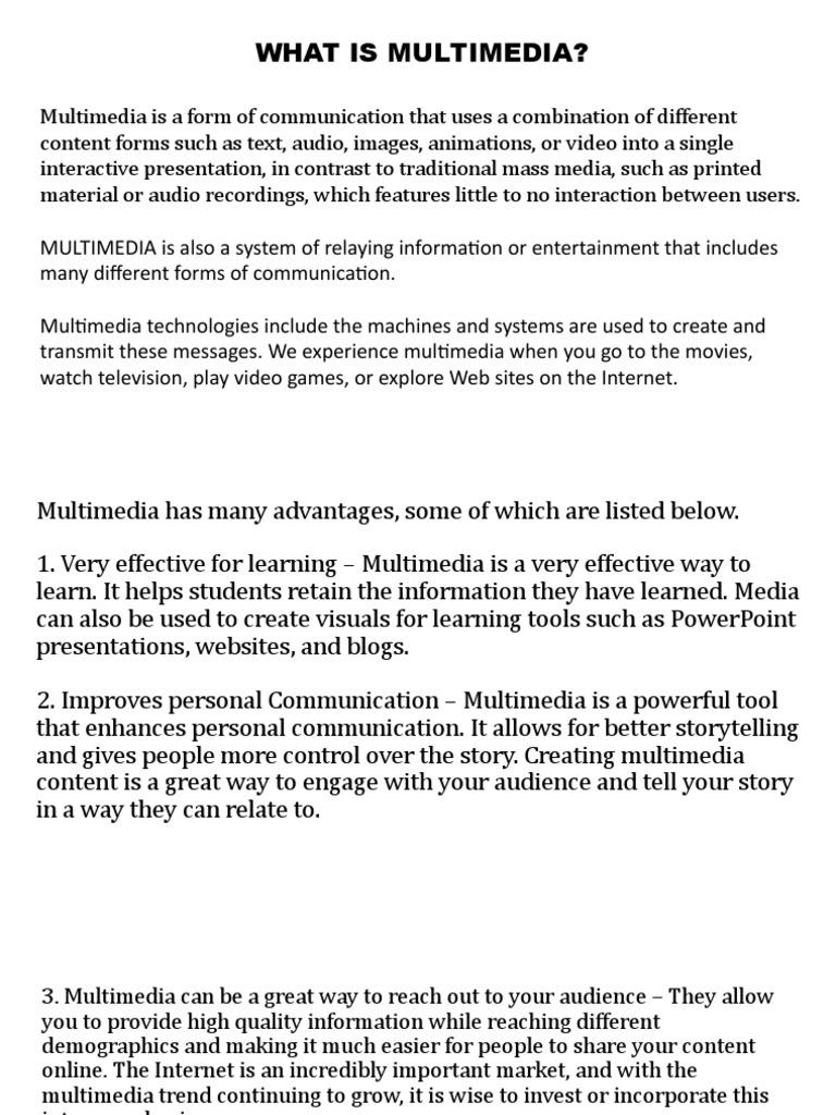 What Is Multimedia | PDF | Multimedia | Graphics