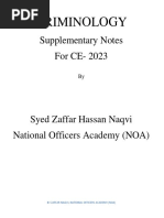 Criminology: Supplementary Notes For CE-2023