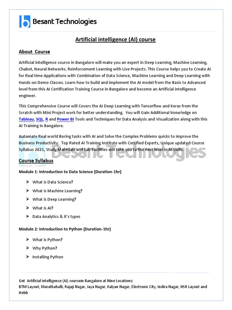 Ai Training In Bangalore Pdf