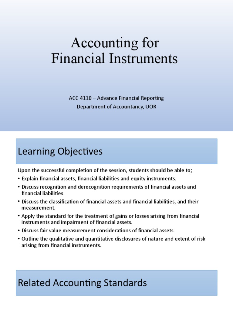 Accounting For Financial Instruments PDF Derivative (Finance