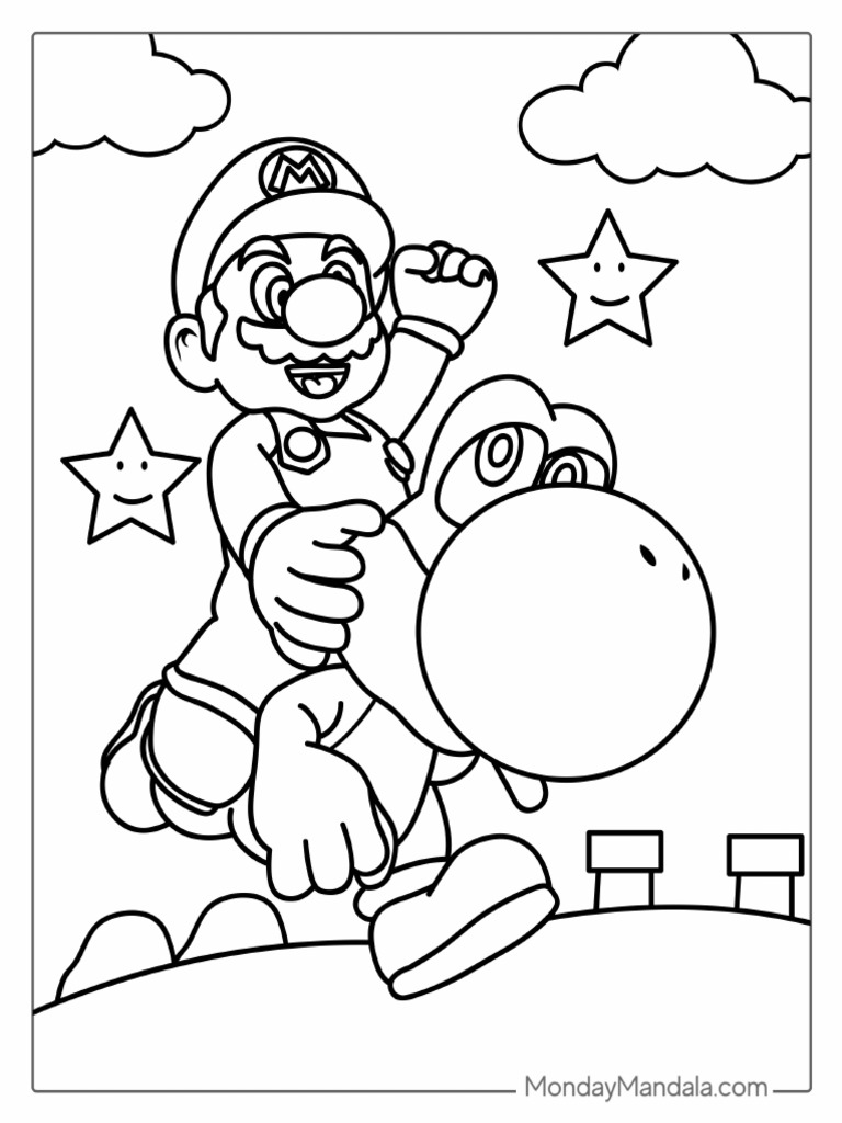 Yoshi and Mario Coloring in For Kids | PDF
