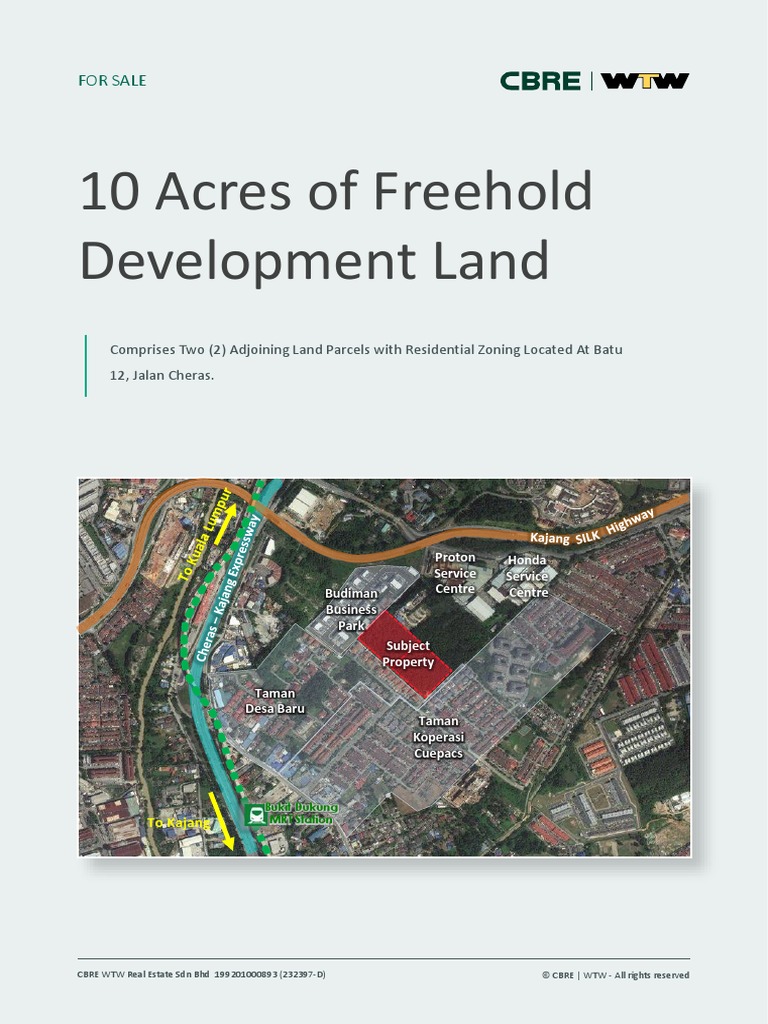 10 Acres Residential Land for Sale Cheras | PDF