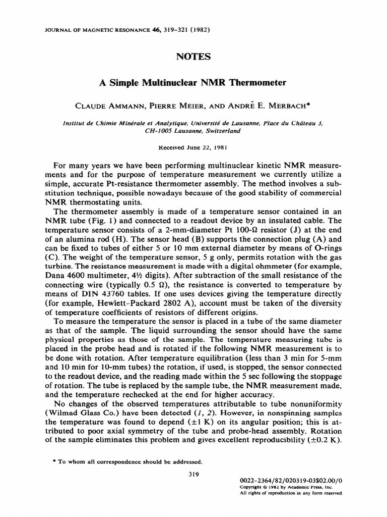1982 Merbach Temp Calibration | PDF | Science & Mathematics