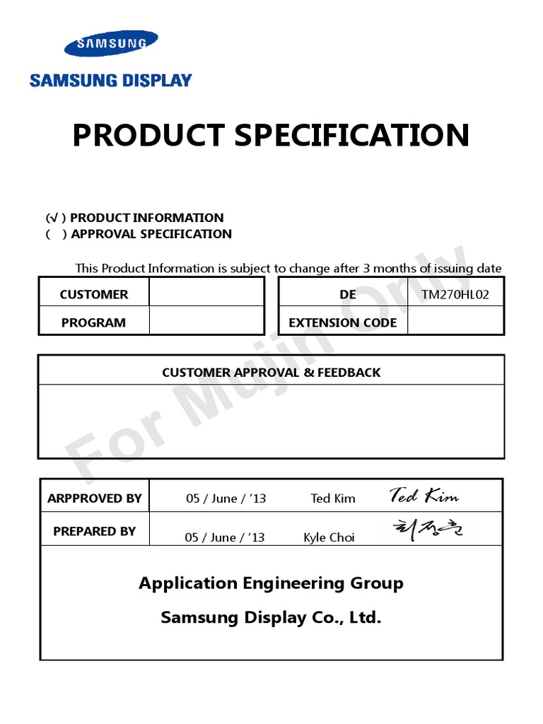 Ltm270hl02 c01 Samsung | PDF
