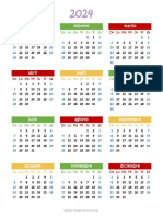 Calendario Escolar 2024 en Colores Amarillo, Verde y Rojo