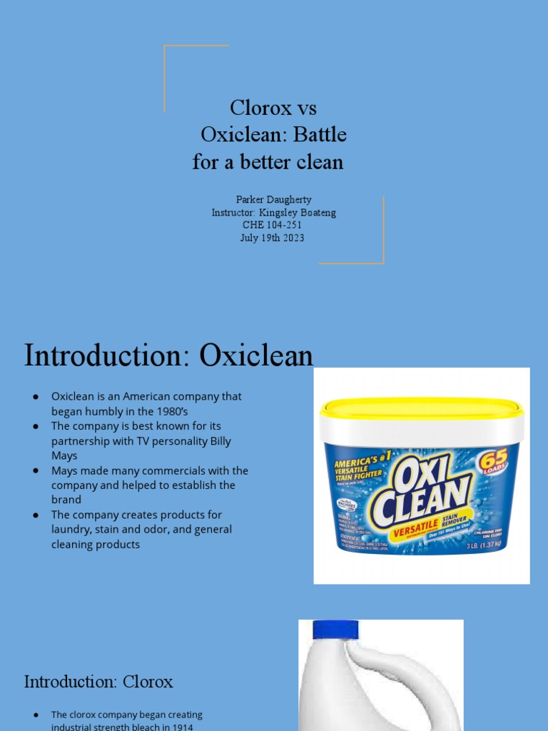 Clorox Vs Oxiclean Battle For A Better Clean PDF