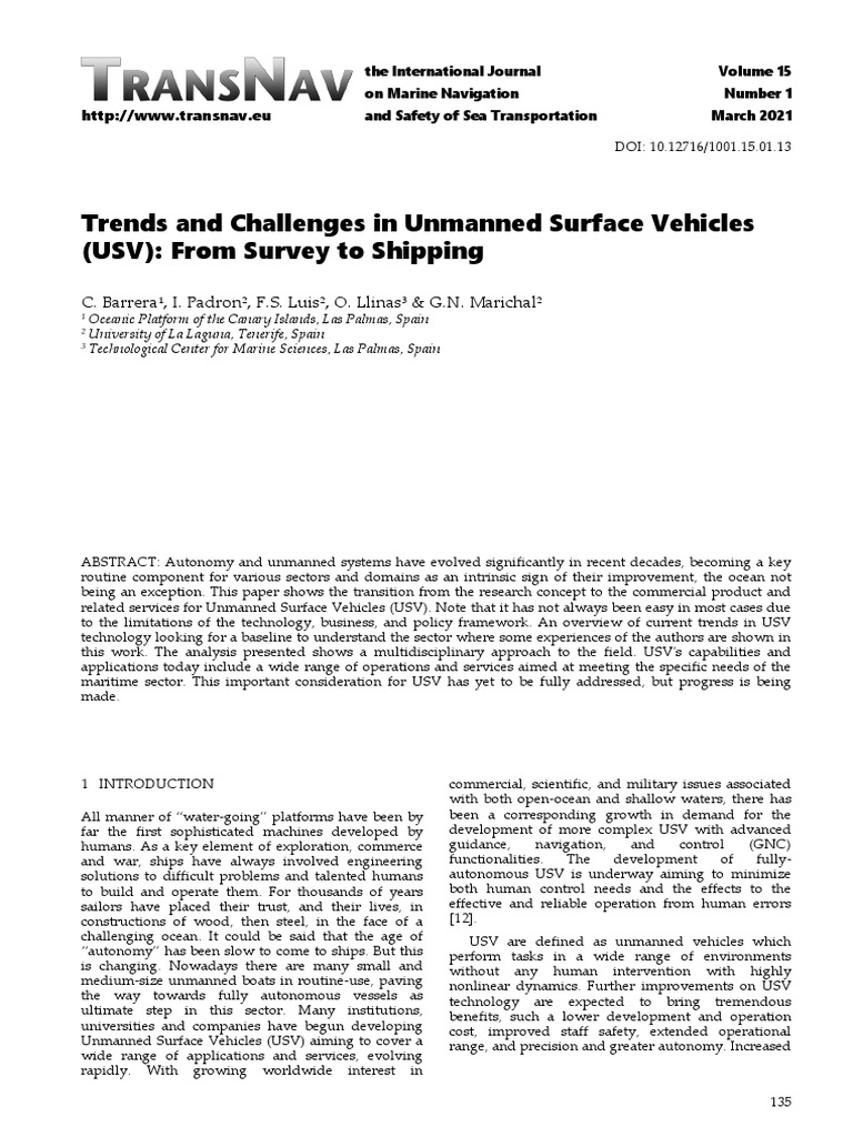 Trends in Unmanned Surface Vehicles | PDF | Machine Learning | Deep ...