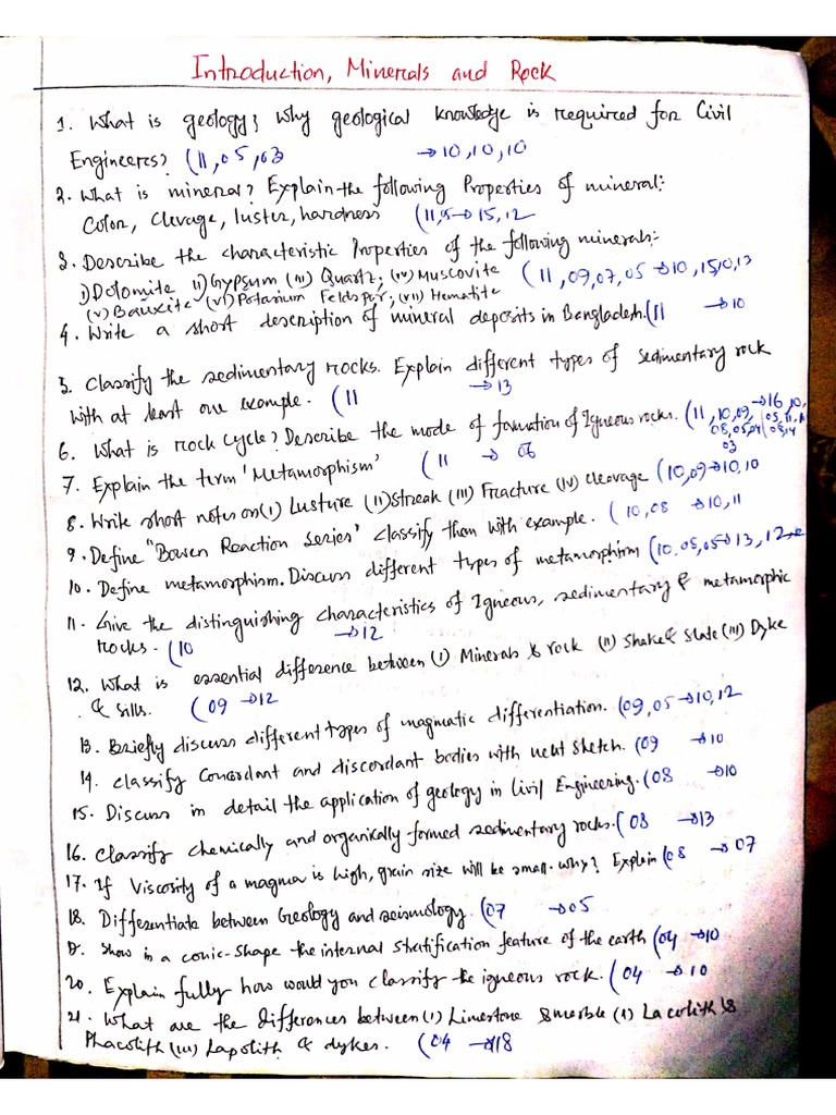 Geology Question Analysis PDF