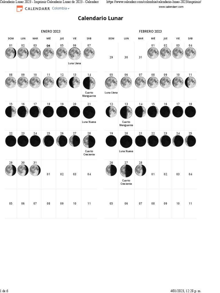 Calendario Lunar 2023 Imprimir Calendario Lunar De 2023 Calendarr 