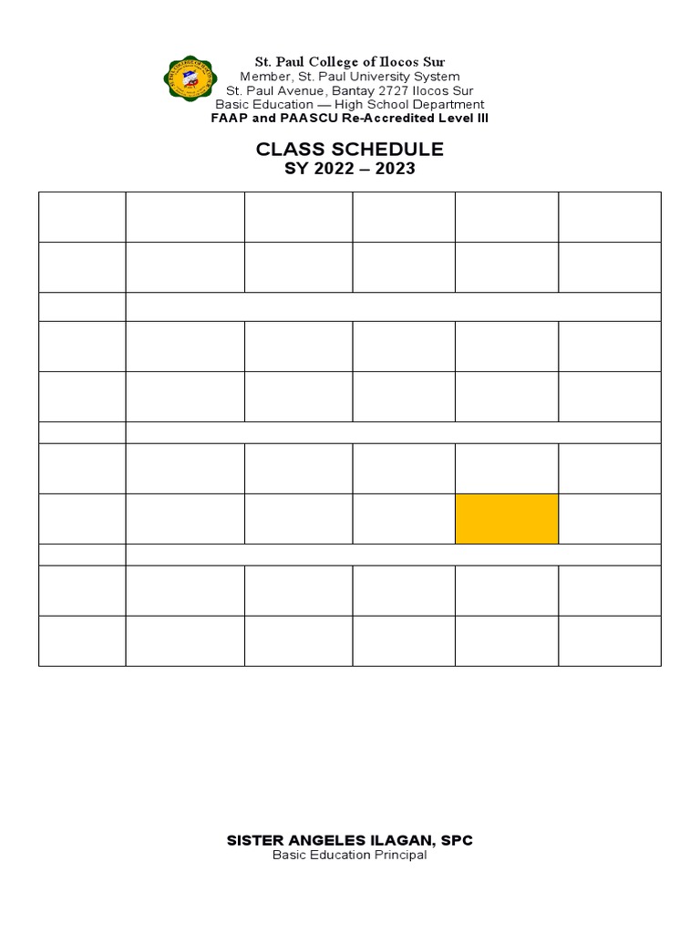 Class Schedules SY 2022 2023 First Sem 1 | PDF