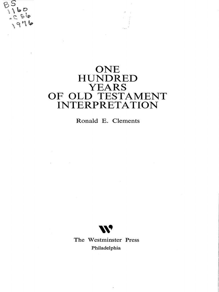 Clements 1976 one hundred years of old testament interpretation pdf